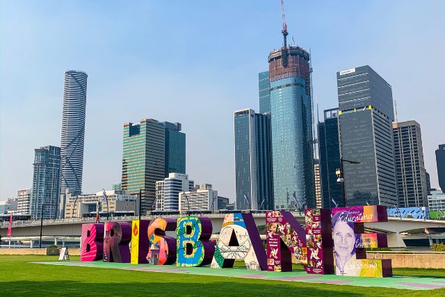 Artistic sign of Brisbane at the park.