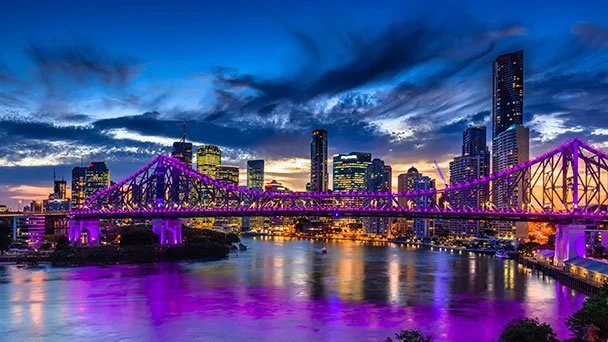 Panorama view of Brisbane City at night