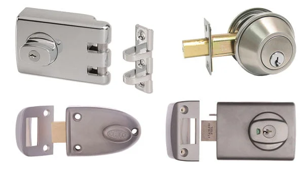 A mix of deadbolts, deadlocks and deadlatches