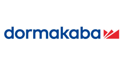 Dormakaba written in blue with red icon
