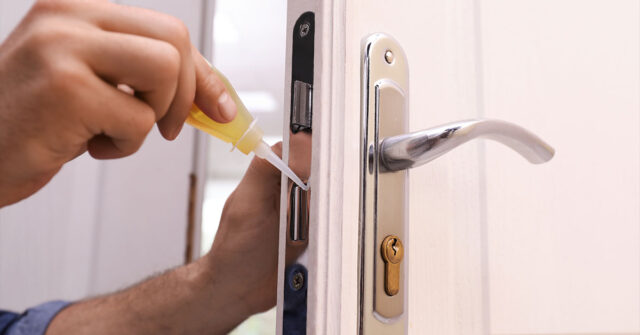 Man added lock lubricant to a sticky door lock.