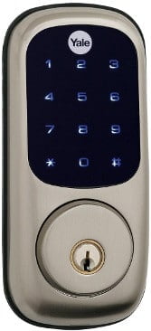 Front view of Yale Real Living Z-Wave Touch screen Deadbolt Lock